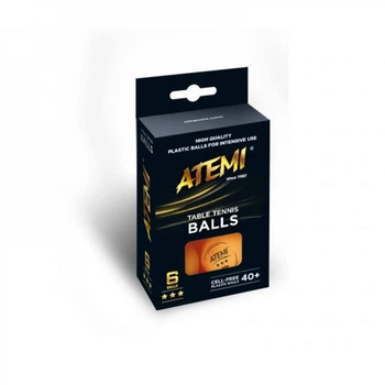 Мячи для настольного тенниса Atemi 3* NTTB3* 40+ 6 шт. orange