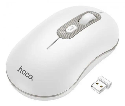 Беспроводная компьютерная мышь Hoco GM21 Platinum (2.4G/Bluetooth) / USB / наличие кнопки 4D / (белая с серым)