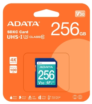 Karta pamięci ADATA Premier Pro SDXC UHS-I U3 256GB (ASDX256GUI3V30S-R)