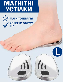 Стельки полустельки Силиконовые L Магнитные ортопедические Прозрачные для обуви Универсальные для корекции стопы