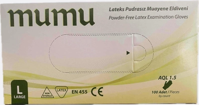 Рукавички латексні неопудрені MuMu розмір L 100 штук / упаковка