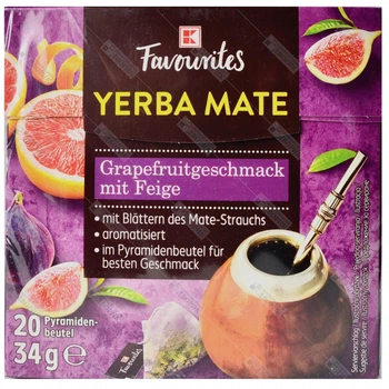 Чай Парагвайский мате с грейпфрутом и инжиром K-Favourites Yerba Mate йерба матэ ароматизированный в пирамидках 20 x 1,7 г