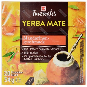Чай Парагвайский мате с мандарином K-Favourites Yerba Mate йерба матэ ароматизированный в пирамидках 20 x 1,7 г