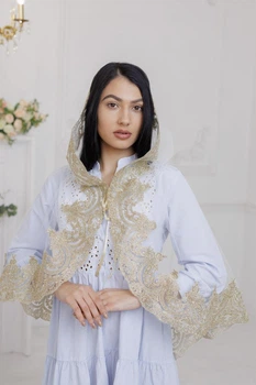 Накидка-палантин Family Tradition для храма с кружевом 90х90 см белый Элегантность