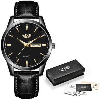 Наручные Кварцевые Мужские Часы Lige 8970 Black