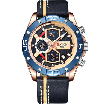 Наручные Кварцевые Мужские Часы Cayon 1996 CH0342 Gold-Blue
