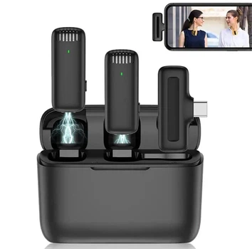 Петличный Беспроводной Bluetooth Микрофон Lavalier J13 для Type-C смартфонов Петличка с шумоподавлением Black