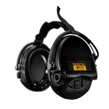Активні навушники для стрільби Sordin Supreme Pro-X Neckband Black із заднім тримачем під шолом