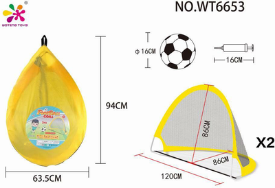 Zestaw bramek piłkarskich Maksik WT6653 z piłką nożną 120 x 86 x 86 cm (6920178069743)