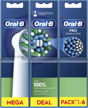 Насадки для електричної зубної щітки Oral-b Braun Pro Cross Action, 6 шт білі (8006540847879)