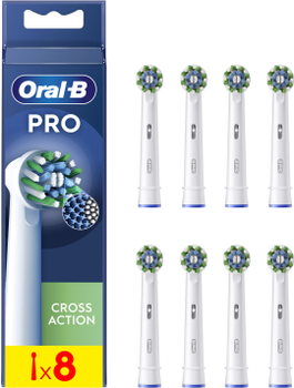 Насадки для електричної зубної щітки Oral-b Braun Pro Cross Action, 8 шт білі (8006540847855)