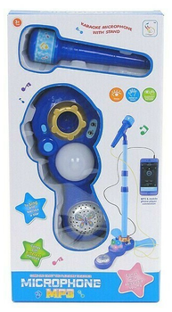 Мікрофон Adar зі стійкою та караоке МР3 Синій (5901271508521)