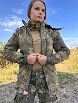 Куртка тактична весняна камуфляж Жіноча COMBAT Soft-Shell камуфляж ЗСУ S M