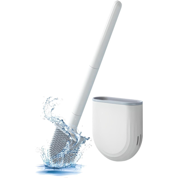 Йоржик для унітазу DOAKT TPR 1.0 з силіконовою щіткою клейкий настінний White/Silver (YU001WS)