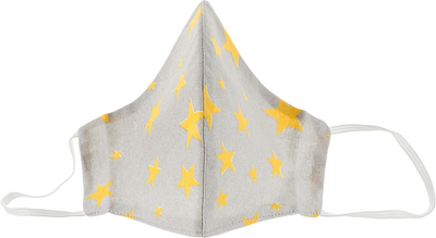 Маска тканинна захисна для обличчя, сіра з жовтими зірками, розмір М - Gioia (862390-5402)