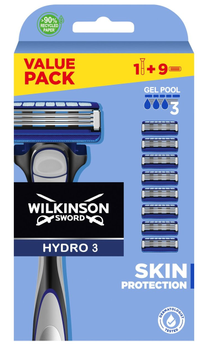Maszynka do golenia dla mężczyzn Wilkinson Sword Hydro 3 Skin Protection z 9 wymiennymi wkładami (4027800802166)