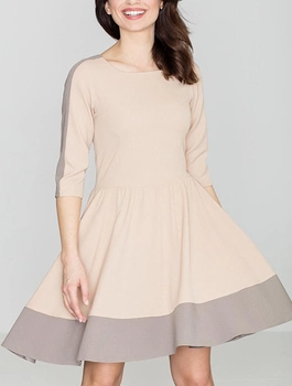 Sukienka trapezowa damska mini Lenitif K057 M Beżowa (5902194305006)