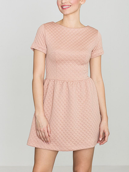 Sukienka trapezowa damska mini Lenitif K147 L Różowa (5902194308656)