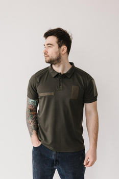 Чоловіча футболка мілітарі-поло з липучками для шевронів, хакі, розмір S