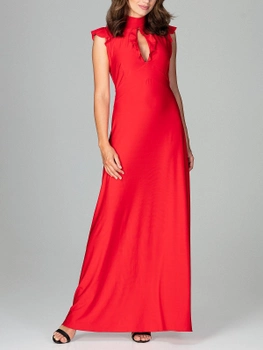 Sukienka trapezowa damska wieczorowa Lenitif K486 S Czerwona (5902194353809)