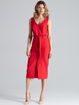 Sukienka ołówkowa damska z rozcięciem Figl M633 XL Czerwona (5902194359887)