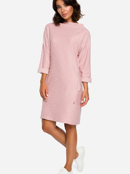Sukienka krótka jesienna damska BeWear B096 XL Różowa (5903068425141)