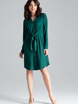 Плаття-сорочка міді літнє жіноче Lenitif L031 S Зелене (5902194365574)