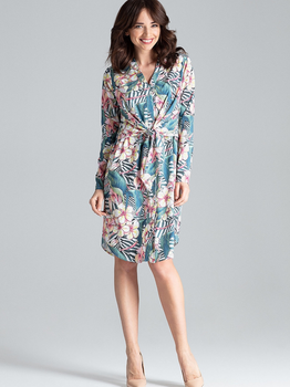 Плаття-сорочка міді літнє жіноче Lenitif L031 M Різнокольорове (5902194365505)