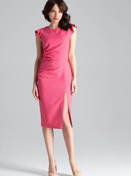 Плаття міді літнє жіноче Lenitif L034 XL Рожеве (5902194365963)