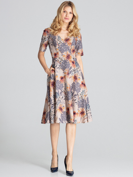 Плаття міді літнє жіноче Figl M673 XL Різнокольорове (5902194370400)