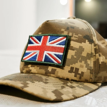 Бейсболка для військових з прапором Британським 5*8см, камуфляж - піксель. Розмір Універсальний
