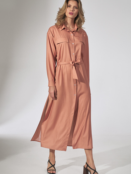 Плаття-сорочка міді літнє жіноче Figl M740 S Оранжеве (5902194386159)