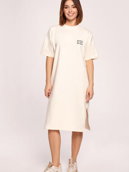 Плаття-футболка міді літнє жіноче BeWear B194 2XL Кремове (5903887620383)