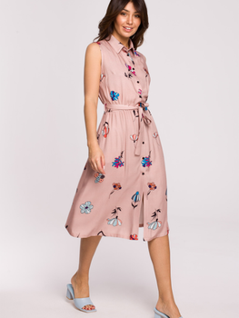 Плаття-сорочка міді літнє жіноче BeWear B230 2XL Рожеве (5903887656764)