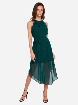 Sukienka na ramiączkach damska elegancka Makover K137 S Zielona (5903887669535)