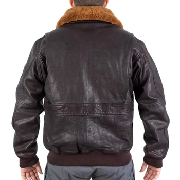 Куртка льотна шкіряна Sturm Mil-Tec Flight Jacket Top Gun Leather with Fur Collar 3XL Brown