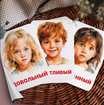 Карточки Домана ''Эмоции'' на русском языке, в наборе 30 карточек