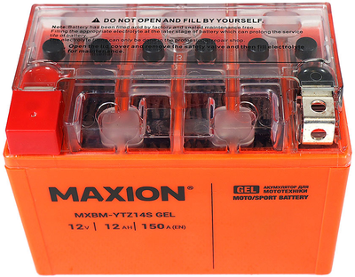 Мото аккумулятор Maxion YTZ14S GEL 12 В 12 А/час 150 A (4820219072607)