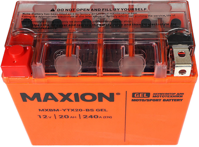 Мото аккумулятор Maxion YTX20-BS GEL 12 В 20 А/час 240 A (4820219073345)