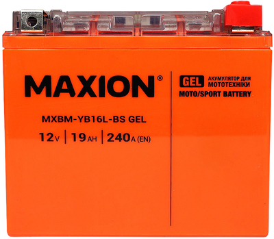 Мото аккумулятор Maxion YB16L-BS GEL 12 В 19 А/час 240 A (4820219072645)