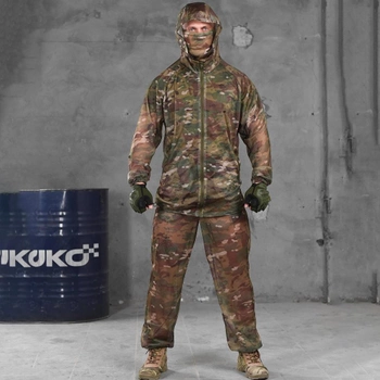 Чоловічий маскувальний Костюм Куртка з капюшоном + Штани + Баф / Польова Форма із антимоскітної сітки мультикам розмір XL/2XL/3XL