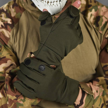 Плотные защитные перчатки Patriot с откидными пальцами и резиновыми накладками олива размер 2XL