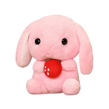 Мягкая игрушка кролик с клубничкой розовый 22 см (NR0187_2)