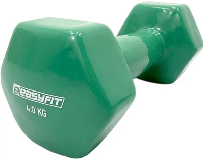 Гантель для фитнеса EasyFit 4 кг 1 шт. с виниловым покрытием цельная литая неразборная Зеленая (EF-0040GR) (56003014)