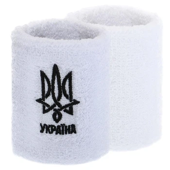 Напульсники спортивные махровые Україна для тренировок бега баскетбола SP-Sport 9273 2шт White
