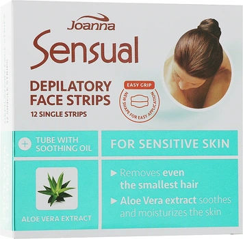 Пластир із воском для депіляції особи з екстрактом алое - Joanna Sensual Depilatory Face Strips 12шт (128707-57145)