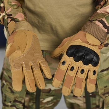 Сенсорные перчатки Stendboy с защитными накладками койот размер L