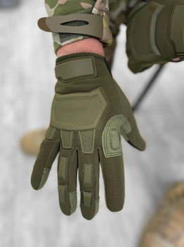 Крепкие сенсорные перчатки Mechanix M-Pact с защитными накладками олива размер M