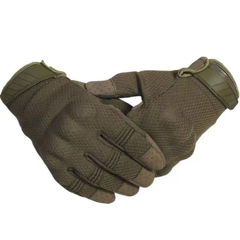Летние сетчатые перчатки с усиленными пальцами и антискользящим покрытием олива размер 2XL