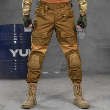 Мужские штаны с наколенниками 7.62 рип-стоп / Брюки с эластичными вставками койот размер L